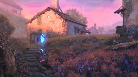 ArtStation - Breath of the Wild 3: Village , Joanne Tran Zelda Breath Of The Wild Scenery, Breath Of The Wild Landscape, Loz Aesthetic, Breath Of The Wild Wallpaper, Kakariko Village, Zelda Fanart, Wild Landscape, Wallpaper Computer, Zelda Art