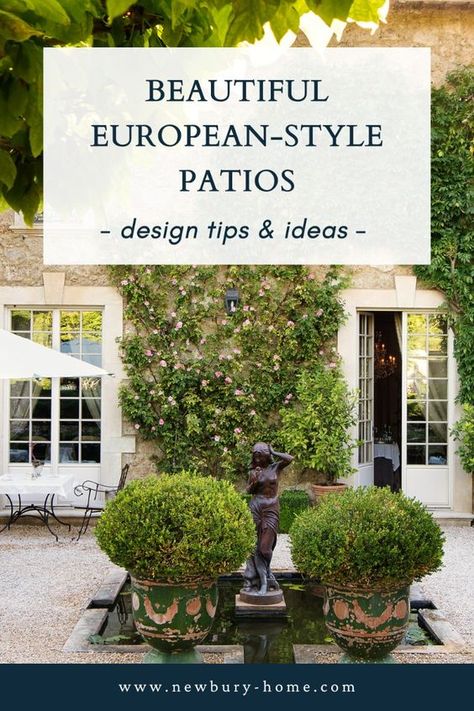 Want to create an incredible backyard retreat this summer? Here is the inspiration you need to see to create a beautiful European style patio garden! Sharing inspiration for: backyard patio designs, backyard oasis, patio decorating ideas, backyard garden, deck ideas, courtyard garden, backyard pool, patio decor, and more. European Outdoor Patio, Tuscany Backyard, Backyard Courtyard Ideas, European Backyard Ideas, Garden Deck Ideas, European Backyard, Courtyard French, European Patio, Outdoor Oasis Patio