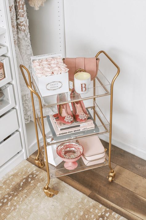 Bar Cart Styling, Beauty Room Decor, Bar Cart Decor, Glam Room, Rolling Cart, Salon Interior Design, Cute Room Decor, Salon Decor, Beauty Room