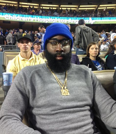 Basketball star James Harden watches as the Dodgers take on the Yankees.  Alex Horwitch/MLB.com James Harden Aesthetic, James Harden Philadelphia, James Harden Rockets Wallpaper, Meme Face Funny Nba, James Harden Houston Rockets, Funny Pick, Baseball Pitching, James Harden, Basketball Star