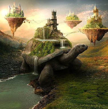 Elena Dudina | Turtle Island Fantasy Island, Affinity Photo, Turtle Art, Fantasy City, Fantasy Setting, Fantasy Places, Happy Things, Matte Painting, Mythical Creatures Art