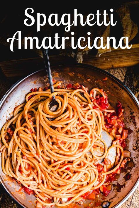 Spaghetti Amatriciana, Amatriciana Recipe, Pasta Amatriciana, Wheat Pasta Recipes, Italian Beef Stew, Family Pasta, Pancetta Recipes, Italian American Food, Favorite Pasta Recipes