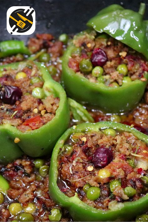 Make Shimla Mirch Keema at home & satisfy your Mid day craving. Stuffed Capsicum is a delicious mouth watering veg recipes. you're going to love it. #BharwaShimlaMirch #EasyCooking #stuffedcapsicum Ingredients: Green Capsicum 3-4 Mince Beef 1/2 KG Green Peas 1Cup Cooking Oil A Pinch Salt 2 Onion Medium size 2 Tomato 1tsp Ginger Garlic Paste 1/2tsp Turmeric Powder 2tsp Coriander Powder 1/2 tbsp Red Chili Powder Green Chili for garnishing Green Capsicum Recipes, Stuffed Capsicum, Capsicum Recipes, Green Capsicum, Green Chili, Turmeric Powder, Red Chili Powder, Coriander Powder, Flour Recipes