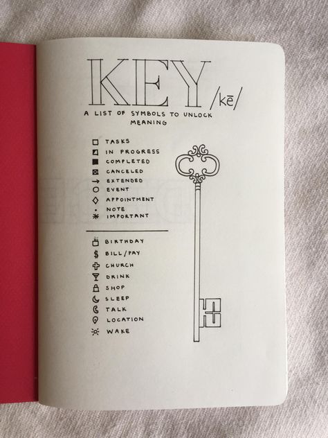 Key Bullet Journal, Bullet Journal Key Page, Journal Key, Bullet Journal Mood Tracker, Bullet Journal Budget, Diy Buch, Bullet Journal Page, Bullet Journal 2020, Bullet Journal Key