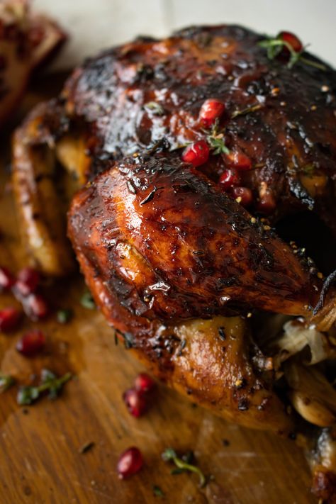 Balsamic and pomegranate roasted chicken — Inspired With A Twist Pomegranate Chicken, Pomegranate Recipes, Poultry Dishes, Roasted Mushrooms, Roast Chicken Recipes, Stuffed Whole Chicken, Roast Chicken, Poultry Recipes, Roasted Chicken