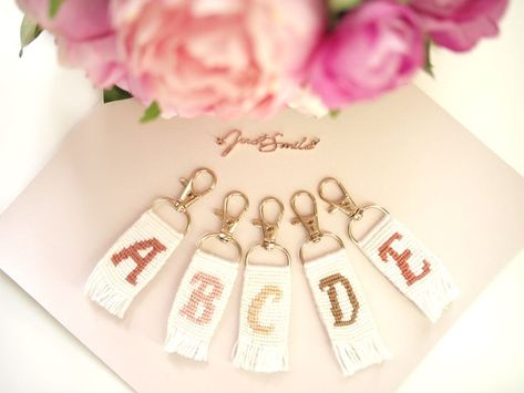 These beautiful keychains are made with warm color embroidery floss << Features Both side (Front & Back) >> *Alphabet A to Z + American Sign Language (ASL) \\\\\ Super Unique ////// Alpha Keychain, Beautiful Keychains, Alphabet A To Z, Alphabet A, Color Embroidery, American Sign Language, Alpha Patterns, Sign Language, A To Z