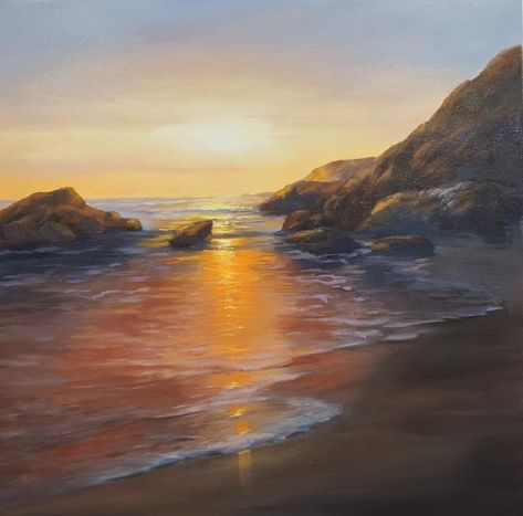 Sea Scapes, Magical Nature, Butterfly Art Painting, Landscape Oil Paintings, Painting Stuff, Seascape Art, Sunset Landscape, Flower Art Painting, Ethereal Art