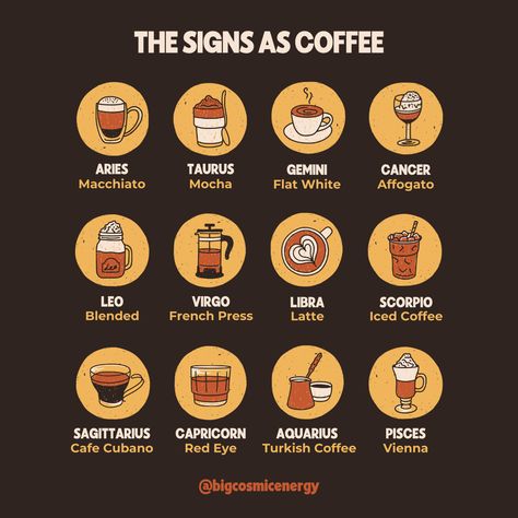 Astrology Coffee Shop, French Press Latte, Astrology Cafe, Zodiac Aesthetic, Autumn Tea, Signs Funny, Zodiac Stuff, Leo And Virgo, Sagittarius And Capricorn