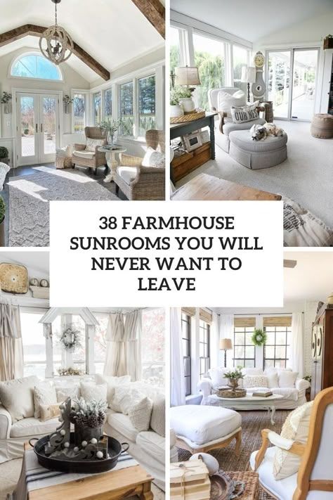 All Season Rooms Sunrooms, Four Season Sunroom Farmhouse, 3 Season Porch Ideas Sunroom Farmhouse, Sunroom Design Ideas Cozy, Cottage Indoor Design, Sunroom Additions Off Living Room, Small Sunroom Layout, Furniture For A Sunroom, Modern Farmhouse Sunroom Ideas