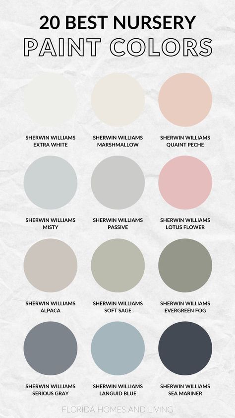 20 Best Nursery Paint Colors Nursery Room Paint Colors, Lavender Nursery Ideas, Dusty Purple Nursery, Best Nursery Paint Colors, Neutral Nursery Paint Colors, Meadow Nursery, Nursery Paint, Lilac Nursery, Nursery Paint Colors