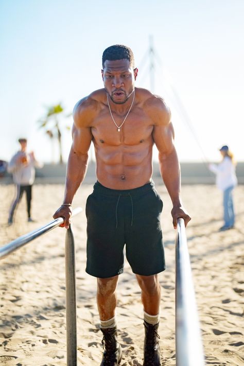 Looking at him at first, I was just concerned he'd never find anything to fit across the majestic span of his shoulders, and over the sensuous curves of his arms: Male Fitness Goals, Adrian Conrad, Workout Routines For Men, Physique Inspiration, Jonathan Majors, Creed Movie, Mens Fitness Motivation, Shredded Body, Men's Business Outfits