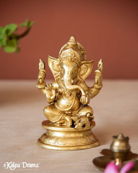 Our handmade brass Ganesha idol, is the ideal little gift as it symbolises wisdom and prosperity. Available now at KalpaDruma, Cathedral Road and on shopkalpadruma.com! #DivineDecor #GaneshaIdol #KalpaDrumaCrafts Ganesha Idol, Radha Krishna Wallpaper, Krishna Wallpaper, Ganesh Chaturthi, Handmade Brass, Lord Ganesha, Ganesha, Little Gifts, Brass