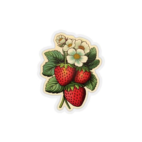 Strawberry Sticker Aesthetic, Vintage Stickers Printables, Stickers Aesthetic Vintage, Cottagecore Stickers, Strawberry Stickers, Strawberry Vintage, Strawberry Sticker, Chests Diy, Agenda Stickers