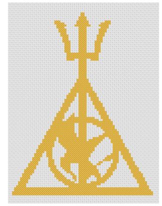 Percy Jackson Hunger Games Harry Potter Logo's Cross Cross Stitch Percy Jackson, Hunger Games Embroidery, Hunger Games Cross Stitch, Hunger Games Pixel Art, Percy Jackson Embroidery, Percy Jackson Crochet Patterns, Percy Jackson Perler Beads, Percy Jackson Pixel Art, Hunger Games Crochet