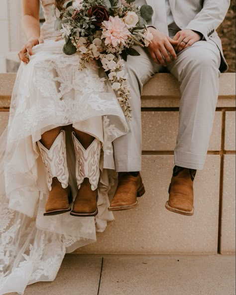 Groom Boots, Cowboy Wedding Dress, Western Wedding Boots, Country Wedding Pictures, Wedding Cowboy Boots, Forever After All, Western Style Dresses, Country Western Wedding, Country Wedding Photos