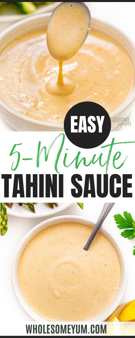 Spicy Tahini Sauce, Healthy Dressings, Tahini Sauce Recipe, Tahini Dressing Recipe, Lemon Tahini Sauce, Hummus Recipe Homemade, Quick Easy Healthy Meals, Keto Sauces, Wholesome Yum