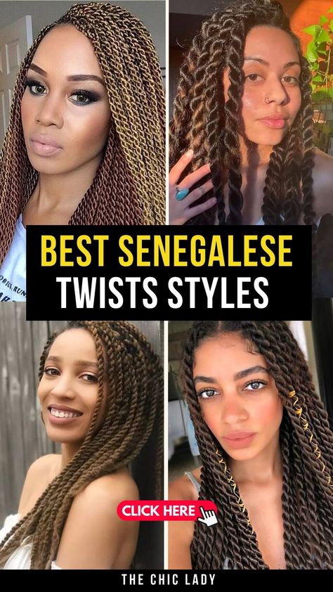 Senegalese Twists Hairstyles: Styles, Care, and Inspiration Senegalese Crochet Twist Styles, Styles For Senegalese Twists, Sengelese Twist Knotless, Black Hair Twist Styles, Singalese Twist Hairstyles Braids, Braided Twist Hairstyles, Mini Senegalese Twist, Senegalese Twist Braids Medium, Singalese Twist