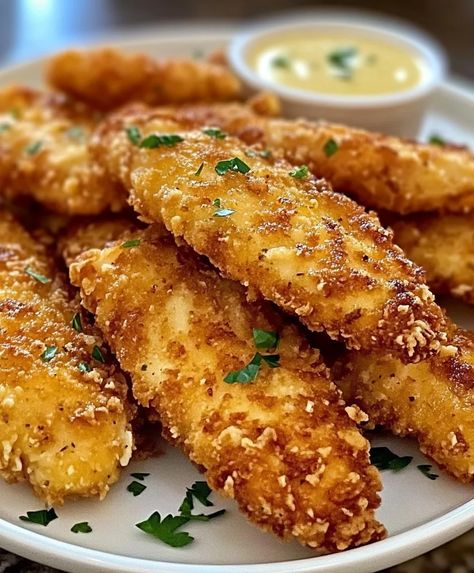 Buttermilk Chicken Tenders | Homemade Recipes Baked Buttermilk Chicken, Buttermilk Marinated Chicken, French Onion Meatloaf, Crock Pot Tortellini, Buttermilk Chicken Tenders, Buttermilk Chicken, Buttermilk Recipes, Cheesy Garlic Bread, Appetizers Easy Finger Food