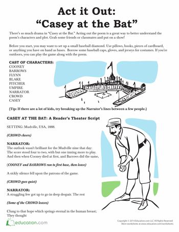 Reader's Theater: Casey at the Bat Rainbow Worksheet, Bat Lessons, Theater Script, Casey At The Bat, Readers Theatre, Readers Theater Scripts, Teaching Theatre, Reader's Theater, Readers Theater