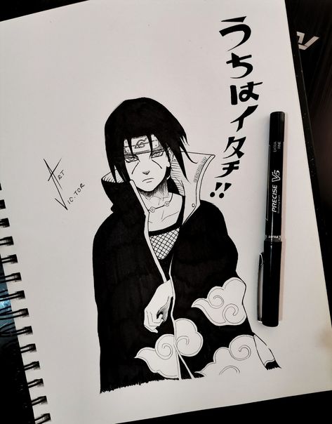 Itachi Uchiha Art Pencil, Colorless Drawing, Itachi Uchiha Sketch, Itachi Drawing, Naruto Sketches, Sasuke Drawing, Dbz Drawings, Anime Canvas Painting, Naruto Sketch Drawing