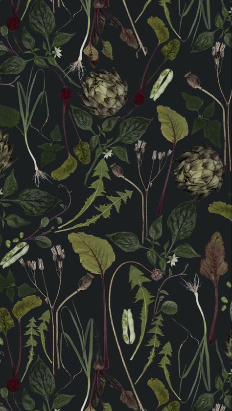 Aesthetic Botanical Wallpaper, Olive Green Wallpaper, Goblincore Aesthetic, Dark Green Wallpaper, The Dandelion, Dark Green Aesthetic, Witchy Wallpaper, A Wallpaper, Art Textile