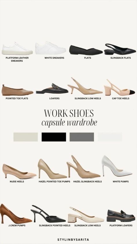 Shoes Capsule Wardrobe, Work Shoes Women, Shoes Outfit Fashion, Fashion Capsule Wardrobe, Fashion Vocabulary, Corporate Outfits, Work Fits, Elegante Casual, Classy Work Outfits