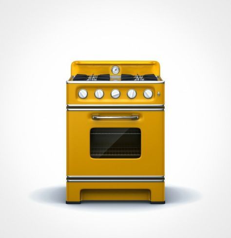 This is a guide about painting appliances. You can paint an appliance either to repair damage to the finish or to change your kitchen's decor. Apartment Improvement, Appliance Paint, Painting Appliances, Kitchens Decor, Vintage Range, Appliance Cabinet, Retro Appliances, Painting Kitchen, White Appliances