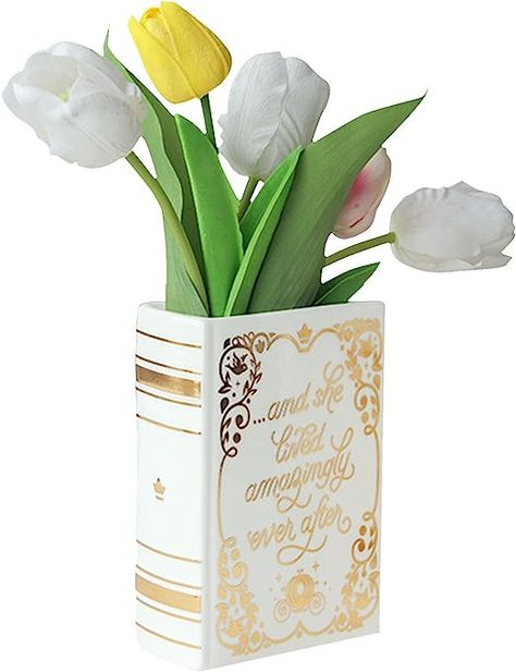 Amazon.com: Book Flower Vase, Book-Shaped Decorative Ceramic Vase,Cute Bookshelf Decor for Floral Arrangement, Centerpiece & Home : Home & Kitchen Book Flower Vase, Cute Bookshelf, Cute Bookshelves, Vase Cute, Ceramic Book, Book Vase, Decor Bookshelves, Centerpiece Home, Vase Transparent