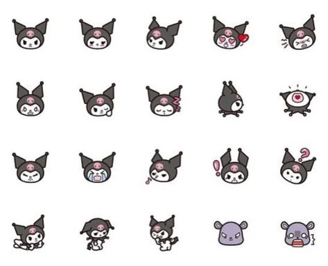 Kuromi Emoji, Bullet Journal Icons, Sanrio Aesthetic, Paper Duck, Discord Emojis, Iphone Case Stickers, Hello Kit, Baby E, Emoji Stickers