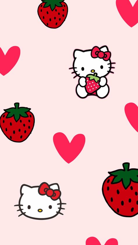 Strawberry Hello Kitty Wallpaper, Strawberry Hello Kitty, Hello Kitty Halloween Wallpaper, Pink Hello Kitty Wallpaper Iphone, Hello Kitty Wallpaper Hd, Pink Wallpaper Hello Kitty, Walpaper Hello Kitty, Hello Kitty Themes, Hello Kitty Accessories