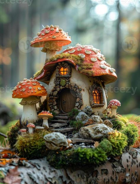 Terelyuk Anna Garden Corner Ideas, Tree Stump Decor, Fairy Garden Ideas, Fairy Garden Plants, Corner Ideas, Woodland House, Garden Corner, Fairy House Diy, Garden Crafts Diy