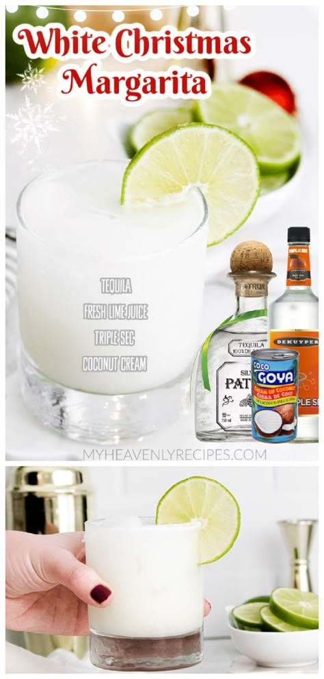 white christmas margarita White Punch Recipe, Christmas Coconut Margarita, Christmas Margarita Recipe, Coconut Margarita Recipe, White Christmas Margarita, Christmas Margarita, Coconut Tequila, Watermelon Margaritas, Easy Margarita Recipe