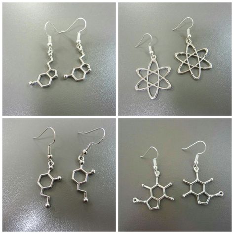 Atom Earrings, Chemistry Earrings, Science Jewelry, Funky Earrings, Pin Jewelry, Themed Jewelry, Funky Jewelry, Cute Earrings, Charm Earrings