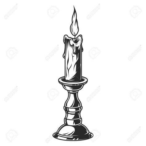 Candlestick Tattoo, Candle Tattoo Design, Candle Illustration, Stick Tattoo, Candle Tattoo, Antique Candle Sticks, Monochrome Style, Tattoo Design Book, Tattoo Flash Art