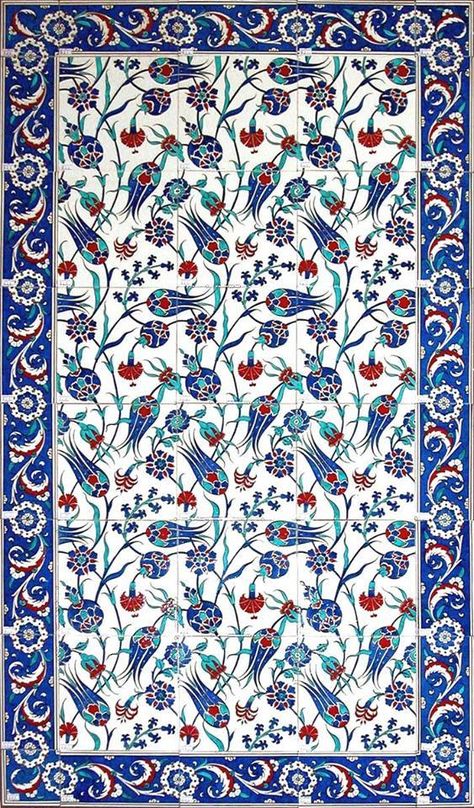 Islamic Flower Pattern, Turkish Art Pattern, Wallpaper Turkish, Ottoman Tiles, Stary Papier, Islamic Tiles, Turkish Pottery, Seni Arab, Iznik Tile