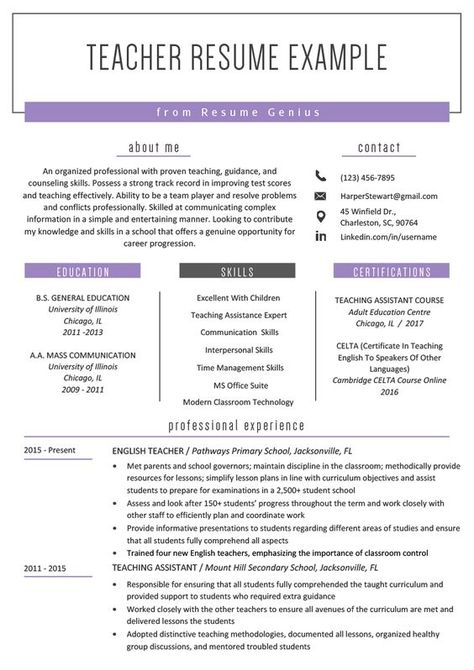 Teacher Resume Template Free, Teacher Cover Letter Example, Preschool Teacher Resume, Elementary Teacher Resume, Curriculum Vitae Examples, Teacher Resumes, Resume Teacher, Teacher Cv, Work Resume