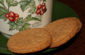 "Traditional British biscuits, digestives can also be served buttered or with cheese. For a sweeter biscuit, brush one side with melted semisweet chocolate after baking."  - Close to McVitie's Digestive Biscuits British Biscuit Recipes, Mcvities Biscuits, Digestive Cookies, English Biscuits, British Biscuits, British Cooking, Food For Digestion, Biscuits Recipe, British Baking