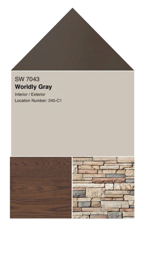 Tin burnished slate, rock Mohave, stain spiced brown, stucco worldly gray Stucco And Stone Exterior Color Schemes, Stucco And Stone Exterior, Stucco Colors, Worldly Gray, Slate Rock, Exterior House Renovation, Homes Ideas, Stucco Homes, Stucco Exterior