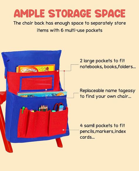 School Chair Covers, Chair Pockets For Classroom, Student Chair Pockets, Chair Pockets, Classroom Chair, Classroom Must Haves, Student Chair, School Chair, Desk Drawers