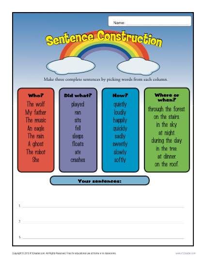 No need to wear a hard hat with this sentence construction worksheet! Sentence Construction Activities, Sentence Construction Grade 1, Sentence Building Worksheets For Grade 2, Sentence Construction Worksheets, Teaching Sentence Structure, Describing Pictures, Esl Adults, Teaching Sentences, Sentence Building Worksheets