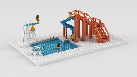 LEGO IDEAS - Swimming Pool Fun Lego Ideas, Diving Boards, Lego Land, Lego Activities, Diving Board, Swimming Pool Ideas, Amazing Lego Creations, Building Techniques, Lego Design