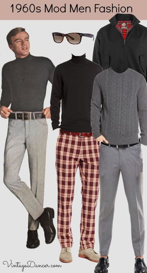 1960s mens outfits guys clothing ideas at VintageDancer - at vintagedancer.com 1960 Mens Fashion, 1960s Mens Fashion, 1960s Fashion Mens, 60s Mens Fashion, Outfits 60s, 60s Outfits, 60s Men, 1960s Outfits, Fashion 1960s