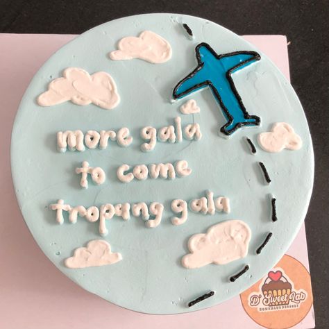 @dsl.cakes Aviation Cake Ideas For Men, Bon Voyage Bento Cake, Fine Go Cake, Bon Voyage Cake Ideas, Aviation Cake Ideas, Travel Cake Ideas Birthdays, Farewell Cake Designs, Clouds Cake, Bon Voyage Cake