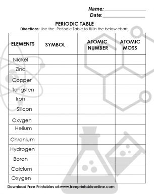 Periodic Table is a table of the chemical elements arranged in order of atomic number.With this worksheet,your student will learn to use it, you’ll be able to predict how chemicals will behave.The students will truly enjoy learning with this printable worksheet. Periodic Table Worksheets Free, Middle School Worksheets, Periodic Table Worksheet, Biology Teaching, Table Worksheet, Science Study, Chemical Elements, Chemistry Worksheets, High School Chemistry