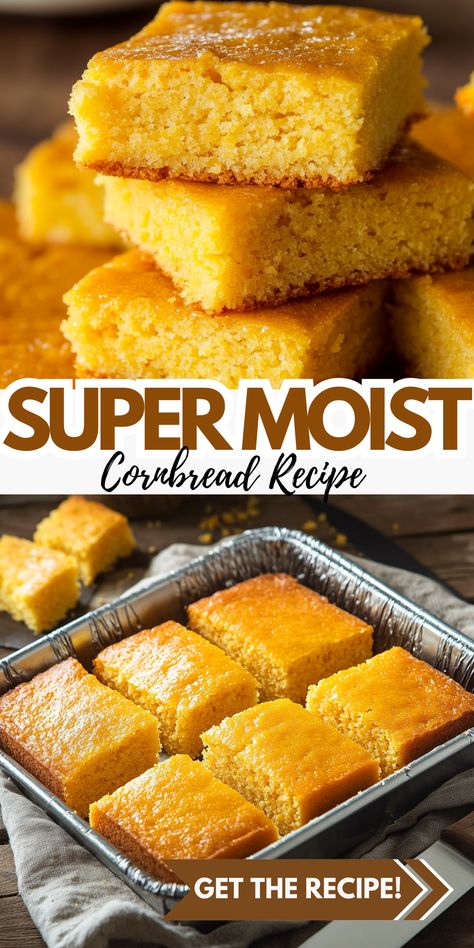 This super moist cornbread is buttery, tender, and lightly sweet. Perfect with a drizzle of honey and a pat of butter! Moist Cornbread Recipe, Super Moist Cornbread, Grilled Zucchini Recipes, Moist Cornbread, English Muffin Recipes, Sweet Cornbread, Cornbread Recipe, Grilled Zucchini, Corn Bread Recipe