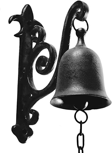 DECONOOR Vintage Cast Iron Dinner Bell as Entry Door Bell, Outside Decor or Indoor Decoration Wall Mounted Antique Decor Bell, Jet Black Migos Wallpaper, Playhouse Decor, Front Gate, Dinner Bell, Outside Decorations, Vintage Farmhouse Decor, Front Gates, Door Bell, Indoor Decoration