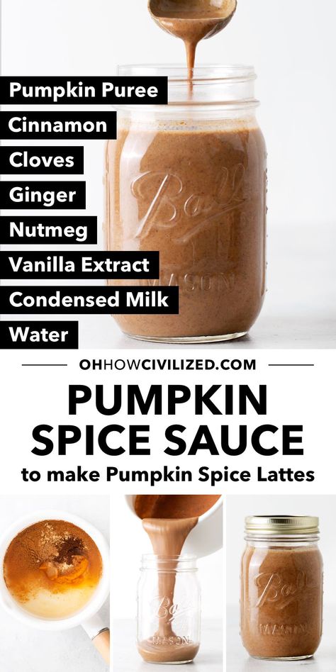 Pumpkin Spice Sauce Recipe, Pumpkin Spice Sauce, Pumpkin Spice Latte At Home, Homemade Coffee Syrup, Pumpkin Spice Frappuccino, Pumpkin Spice Drinks, Latte At Home, Syrup Recipes, Starbucks Pumpkin Spice