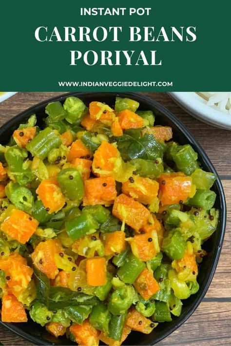 Indian Stir Fry, Beans Poriyal, Carrots Recipe Healthy, Beans Stir Fry, Carrots Green Beans, Zucchini Stir Fry, Pressure Cooker Rice, Jain Recipes, Indian Side Dishes