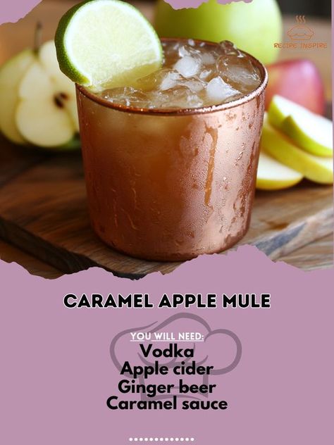 Caramel Apple Cider Mule, Caramel Apple Mule, Vodka Apple Cider, Apple Mule, Apple Slice, Granny Smith Apple, Apple Cider Caramels, Fall Gathering, Fall Cocktails