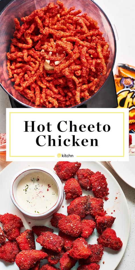 Cheetos Fried Chicken, Hot Cheeto Chicken, Cheeto Chicken, Hot Cheetos Chicken, Cheetos Recipe, Fried Chicken Bites, Chicken Bites Recipe, Flamin Hot Cheetos, Hot Chicken Recipe